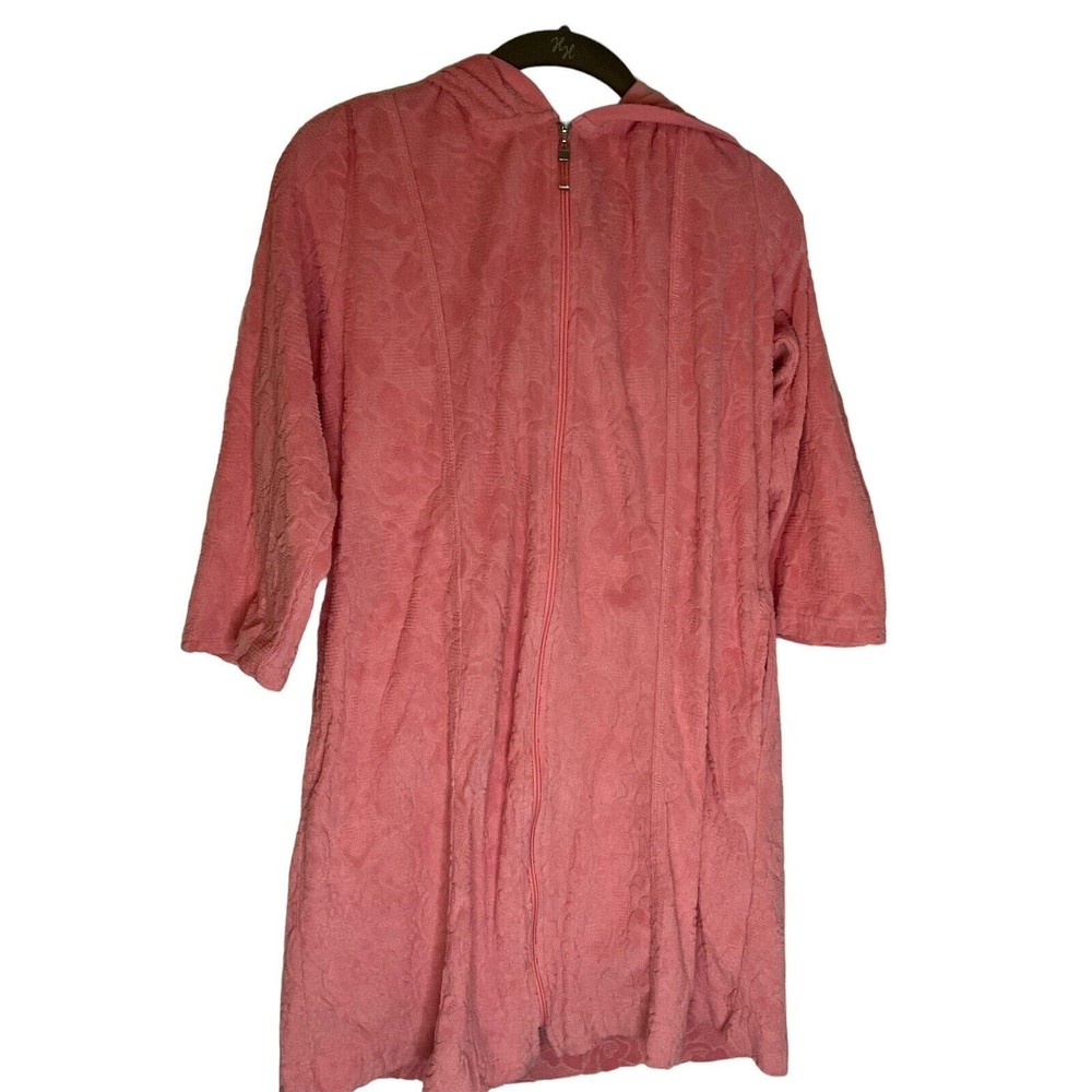 Stan Herman vintage pink/salmon housecoat/robe w/ zipper & pockets size Medium